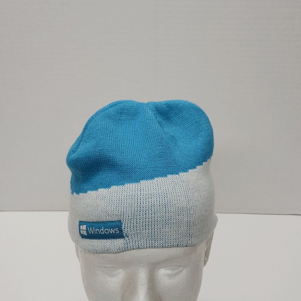Windows Microsoft Logo Beanie Hat Blue White Knit Winter Cap OSFA Tech Promo